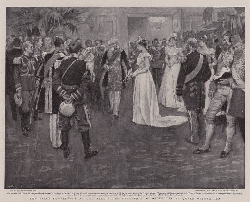 La Conferencia de Paz en La Haya, la recepción de delegados por la Reina Guillermina de William Hatherell