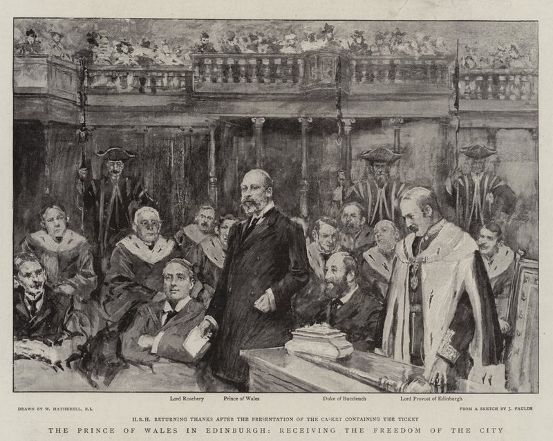 El Príncipe de Gales en Edimburgo, recibiendo la Libertad de la Ciudad de William Hatherell