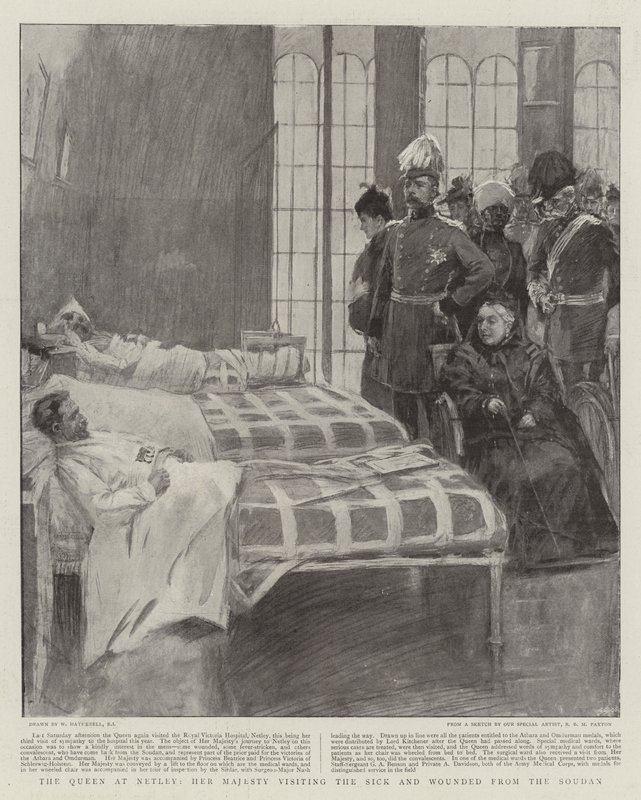 La Reina en Netley, Su Majestad visitando a los Enfermos y Heridos del Sudán de William Hatherell