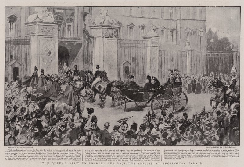 La visita de la Reina a Londres, la llegada de Su Majestad al Palacio de Buckingham de William Hatherell