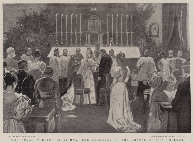 La Boda Real en Viena, la Ceremonia en la Capilla del Hofburg de William Hatherell