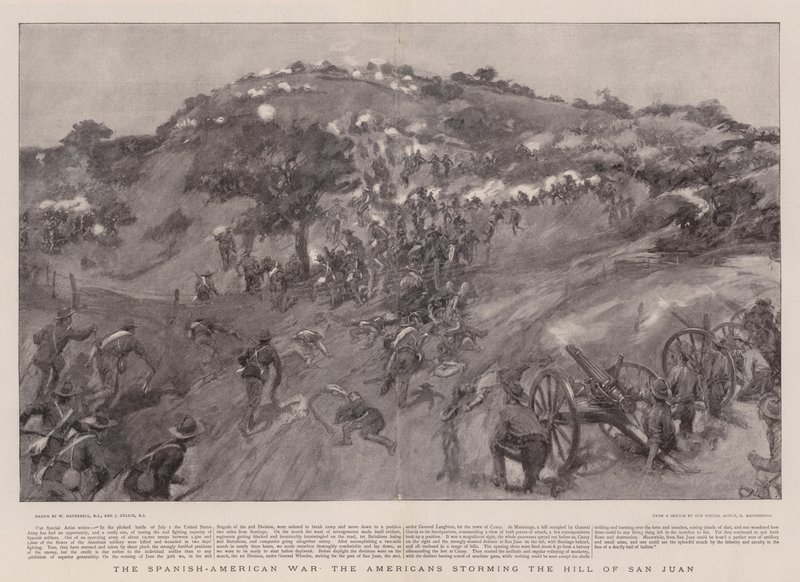 La guerra hispanoamericana, los estadounidenses asaltando la colina de San Juan de William Hatherell