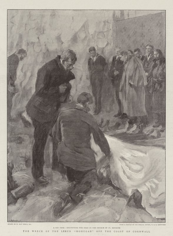 El naufragio del transatlántico Mohegan frente a la costa de Cornualles de William Hatherell