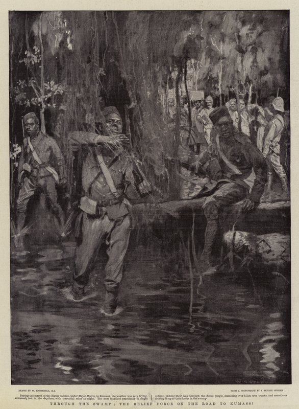 A través del pantano, la fuerza de socorro en el camino a Kumassi de William Hatherell