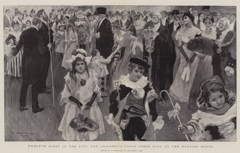 Noche de Reyes en la ciudad, el baile de disfraces de los niños en la Mansion House de William Hatherell