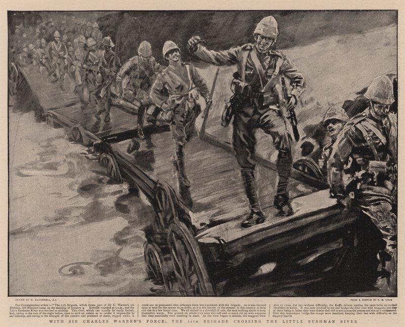 Con la fuerza de Sir Charles Warren, la 11ª Brigada cruzando el río Little Bushman de William Hatherell