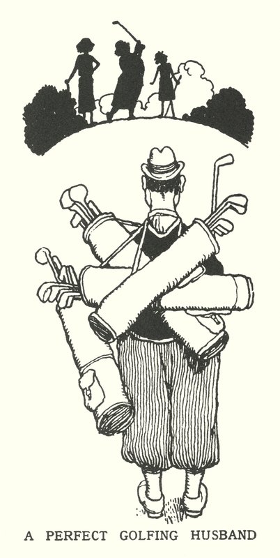 Un esposo perfecto para el golf (litografía) de William Heath Robinson