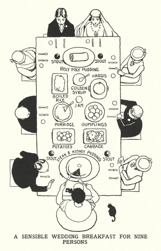 Un desayuno de boda sensato para nueve personas de William Heath Robinson