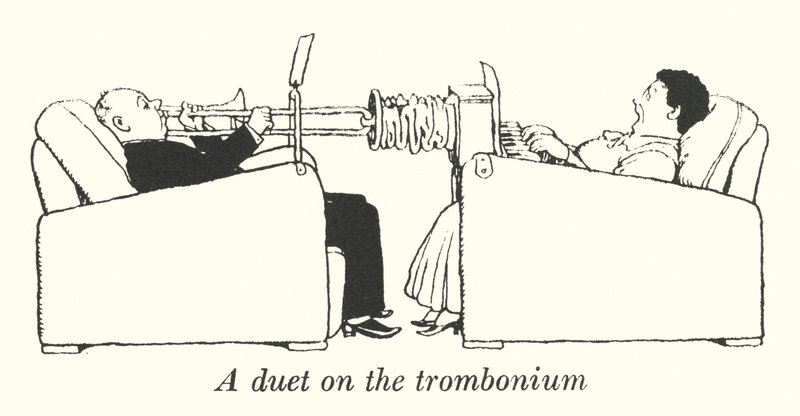 Un dúo en el trombonio de William Heath Robinson