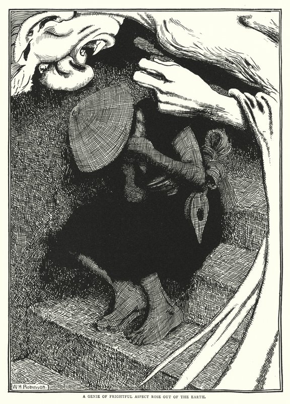 Un genio de aspecto espantoso surgió de la tierra de William Heath Robinson