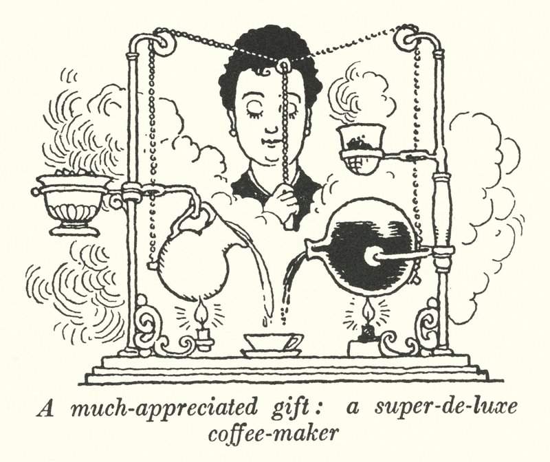 Un regalo muy apreciado, una cafetera super de lujo de William Heath Robinson