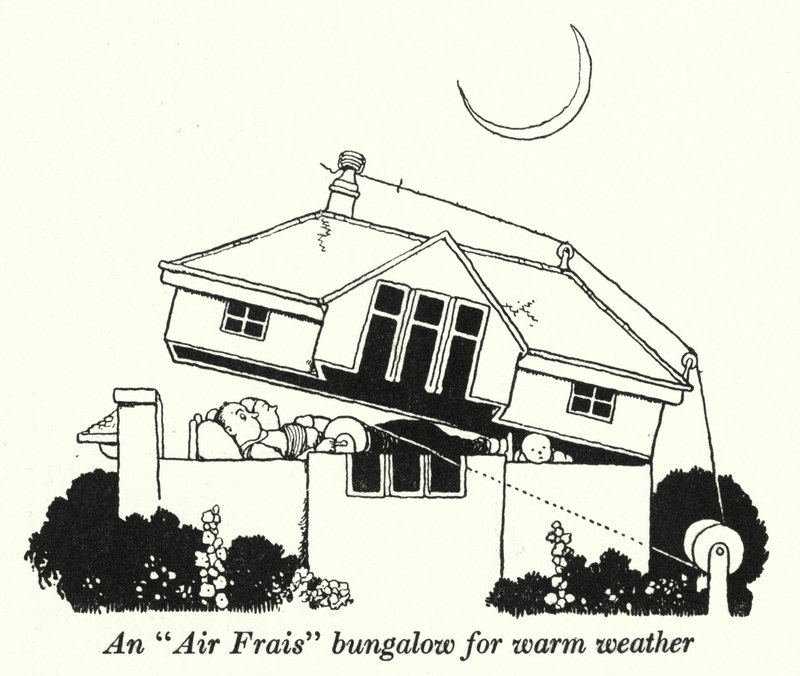 Un bungalow "Air Frais" para clima cálido de William Heath Robinson