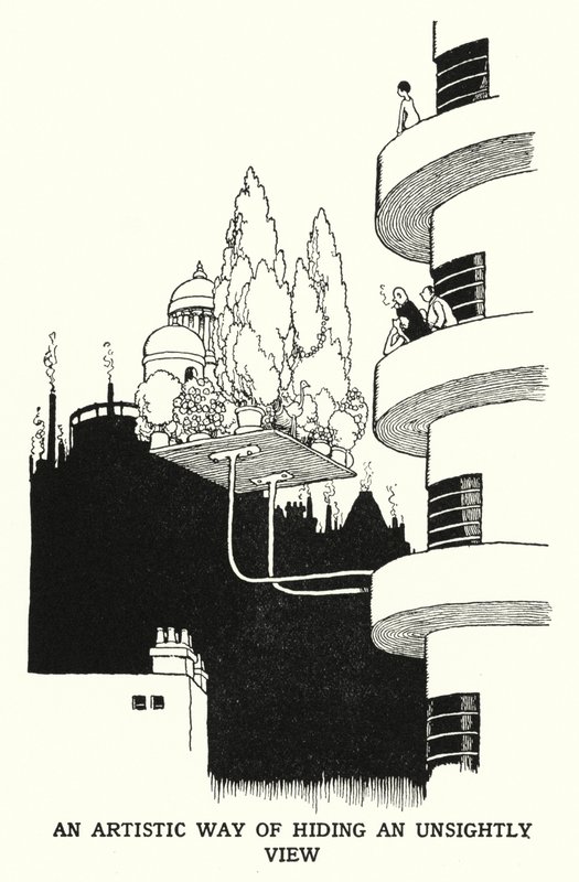 Una forma artística de ocultar una vista desagradable de William Heath Robinson