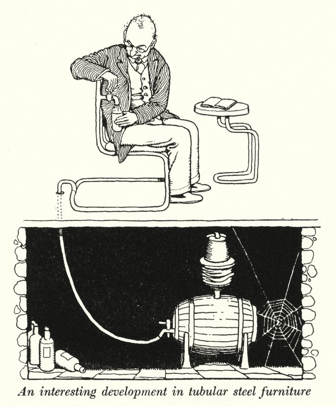 Un desarrollo interesante en muebles de acero tubular de William Heath Robinson