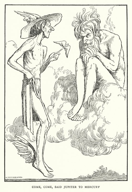 Vamos, vamos, dijo Júpiter a Mercurio de William Heath Robinson