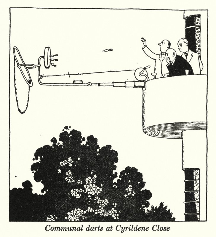 Dardos comunales en Cyrildene Close de William Heath Robinson