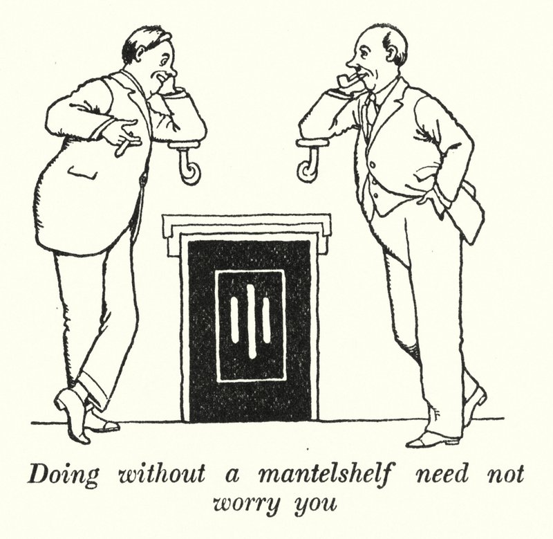 No preocuparse por no tener repisa de chimenea de William Heath Robinson