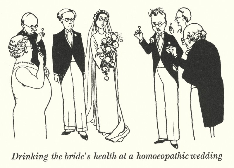 Brindando por la salud de la novia en una boda homeopática de William Heath Robinson
