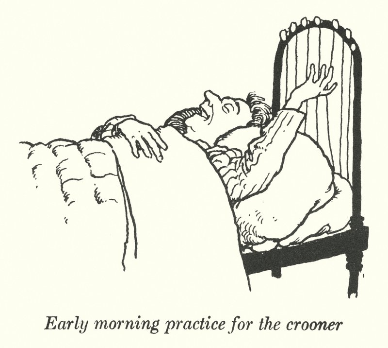 Práctica matutina temprana para el cantante (litografía) de William Heath Robinson