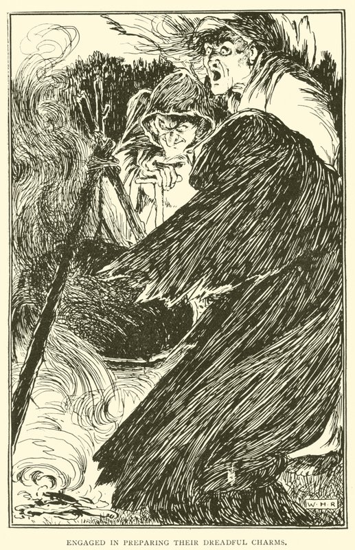 Comprometidos en preparar sus terribles encantos de William Heath Robinson