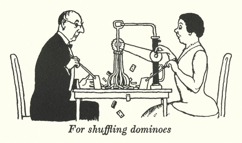 Para barajar dominós de William Heath Robinson