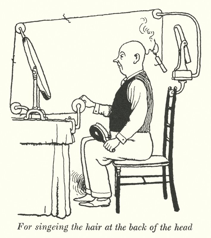 Para chamuscar el cabello en la parte posterior de la cabeza de William Heath Robinson
