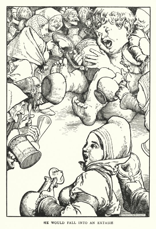 Caería en un éxtasis (litografía) de William Heath Robinson