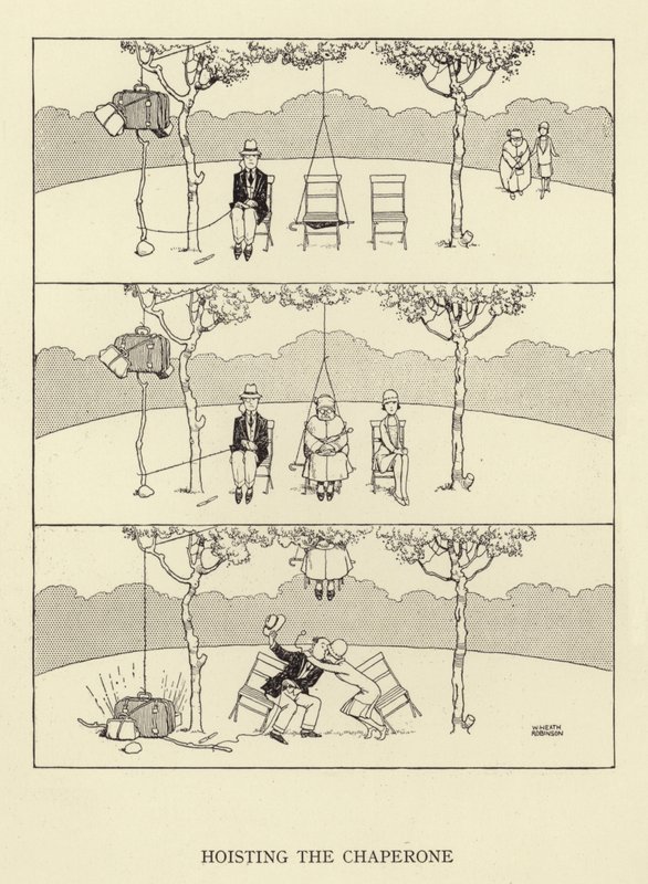 Izando a la chaperona de William Heath Robinson