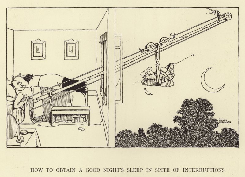 Cómo obtener una buena noche de sueño a pesar de las interrupciones de William Heath Robinson
