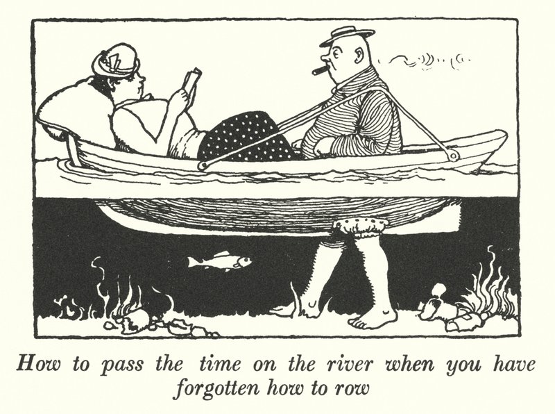Cómo pasar el tiempo en el río cuando has olvidado cómo remar de William Heath Robinson