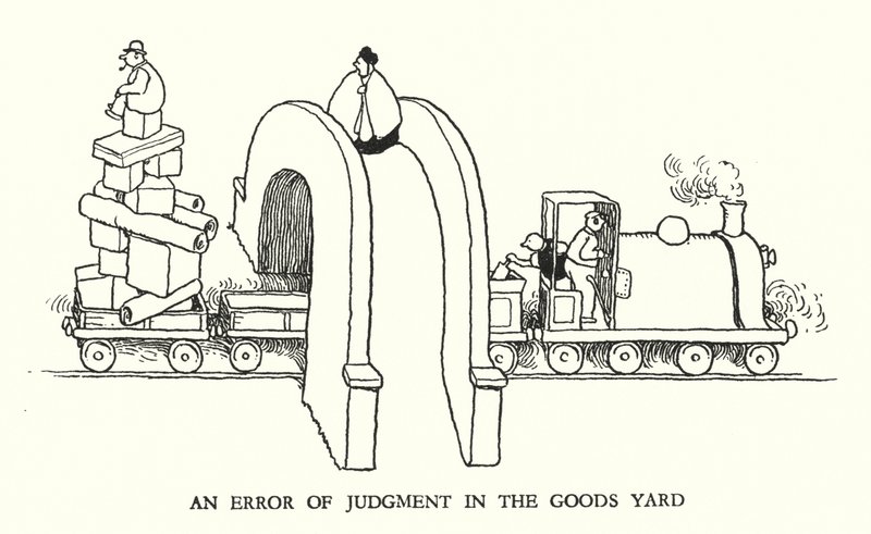 Ilustración para Railway Ribaldry de W Heath Robinson de William Heath Robinson