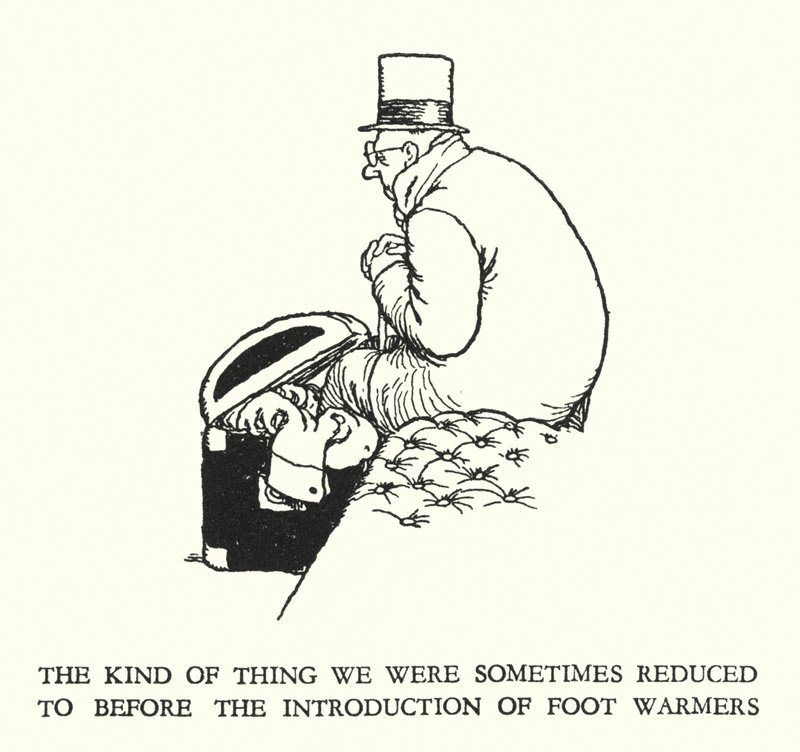 Ilustración para Railway Ribaldry de W Heath Robinson de William Heath Robinson