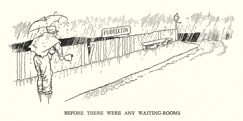 Ilustración para Railway Ribaldry de W Heath Robinson de William Heath Robinson