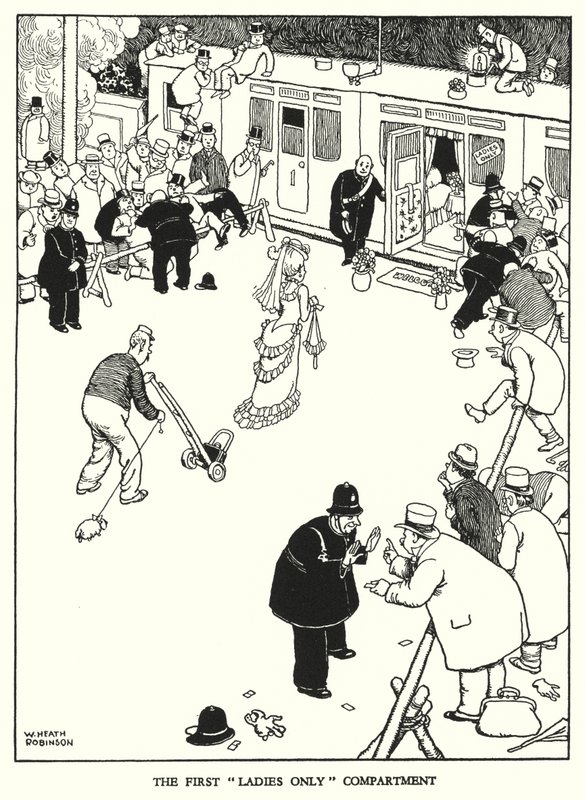 Ilustración para Railway Ribaldry de W Heath Robinson de William Heath Robinson