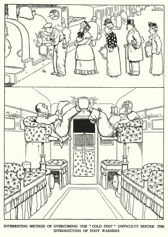 Ilustración para Railway Ribaldry de W Heath Robinson de William Heath Robinson