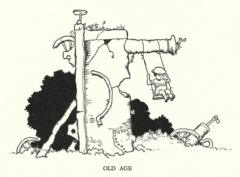 Ilustración para Railway Ribaldry de W Heath Robinson de William Heath Robinson