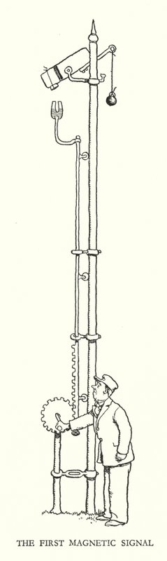 Ilustración para Railway Ribaldry de William Heath Robinson