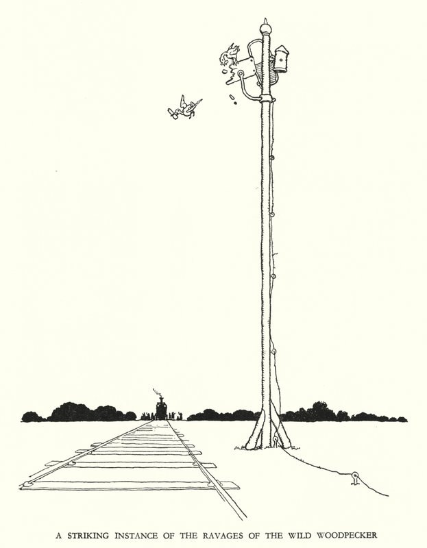 Ilustración para Railway Ribaldry de W Heath Robinson de William Heath Robinson