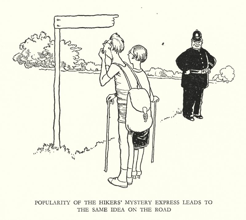 Ilustración para Railway Ribaldry de W Heath Robinson de William Heath Robinson