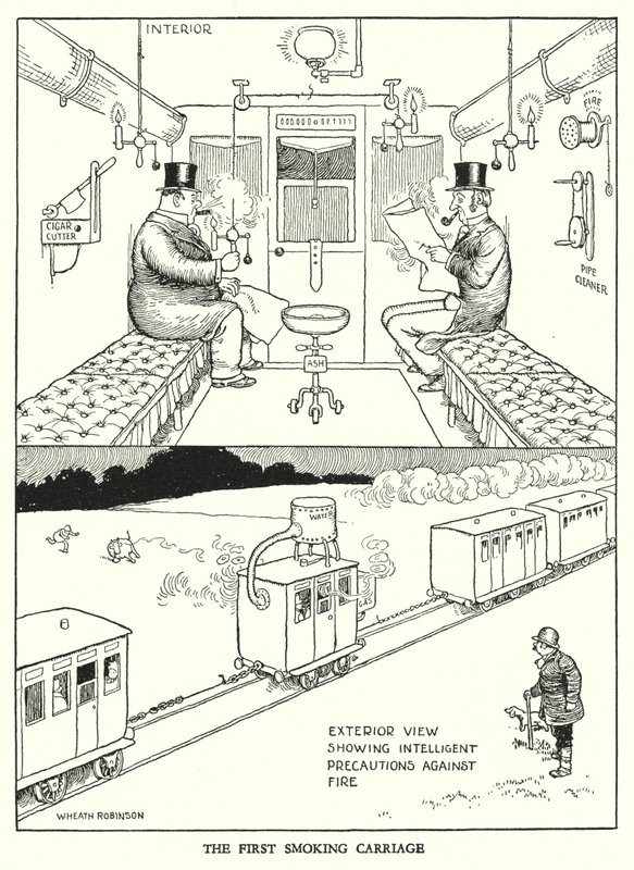 Ilustración para Railway Ribaldry de W Heath Robinson de William Heath Robinson