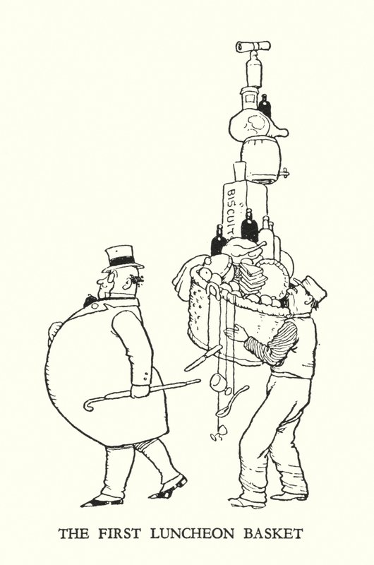 Ilustración para Railway Ribaldry de W Heath Robinson de William Heath Robinson