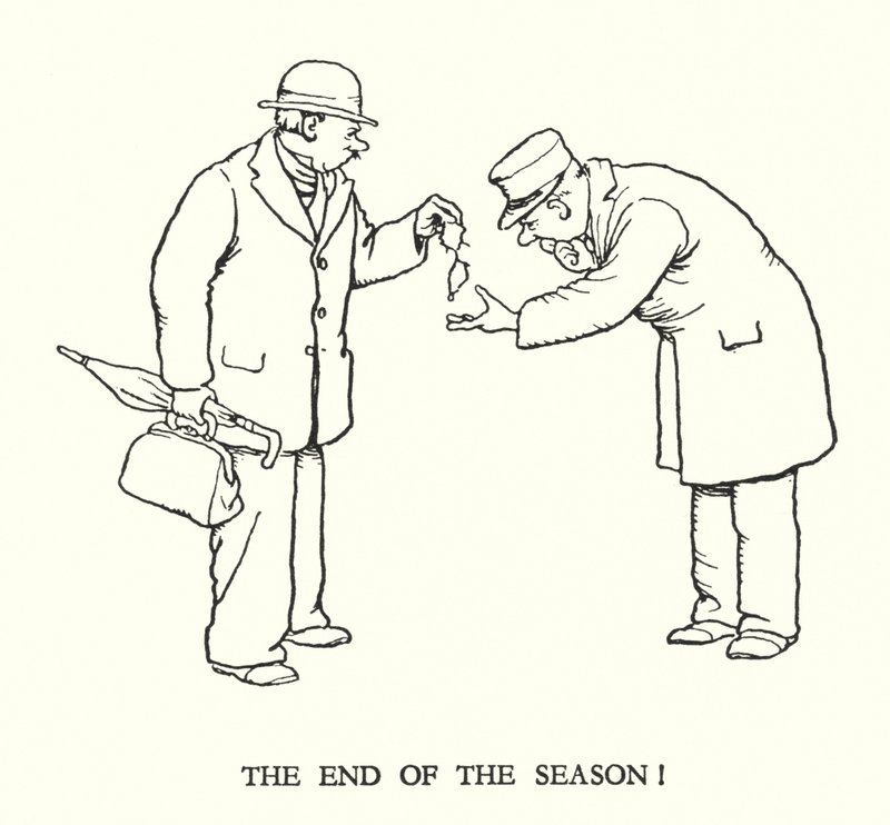 Ilustración para Railway Ribaldry de W Heath Robinson de William Heath Robinson