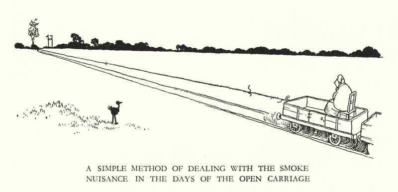Ilustración para Railway Ribaldry de W Heath Robinson de William Heath Robinson