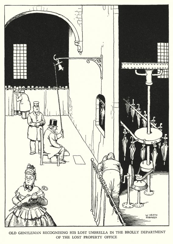 Ilustración para Railway Ribaldry de W Heath Robinson de William Heath Robinson