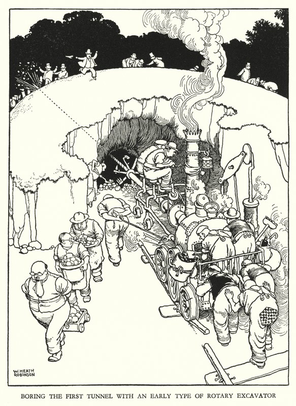 Ilustración para Railway Ribaldry de William Heath Robinson