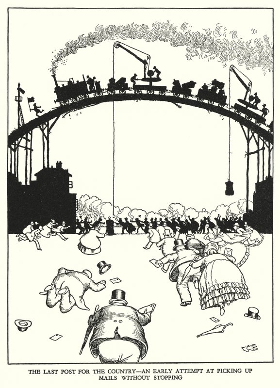 Ilustración para Railway Ribaldry de William Heath Robinson