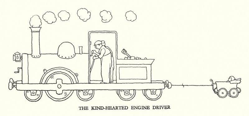 Ilustración para Railway Ribaldry de W Heath Robinson de William Heath Robinson