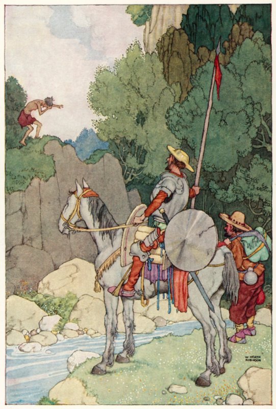 Ilustración para Las Aventuras de Don Quijote de William Heath Robinson