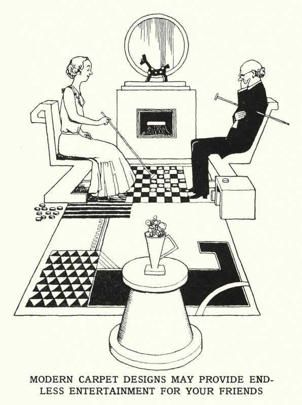 Los diseños de alfombras modernas pueden proporcionar entretenimiento interminable para tus amigos de William Heath Robinson