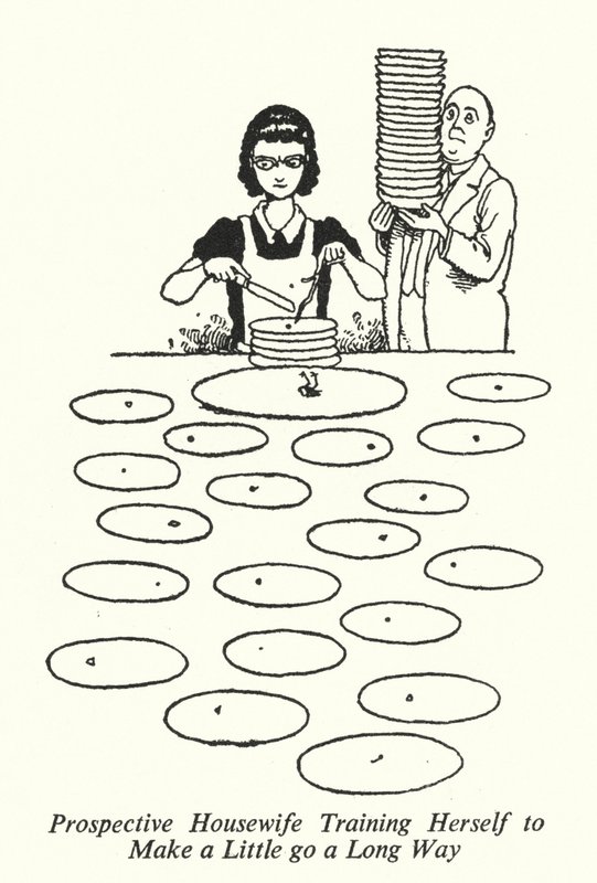 Amas de casa en formación aprendiendo a hacer mucho con poco de William Heath Robinson